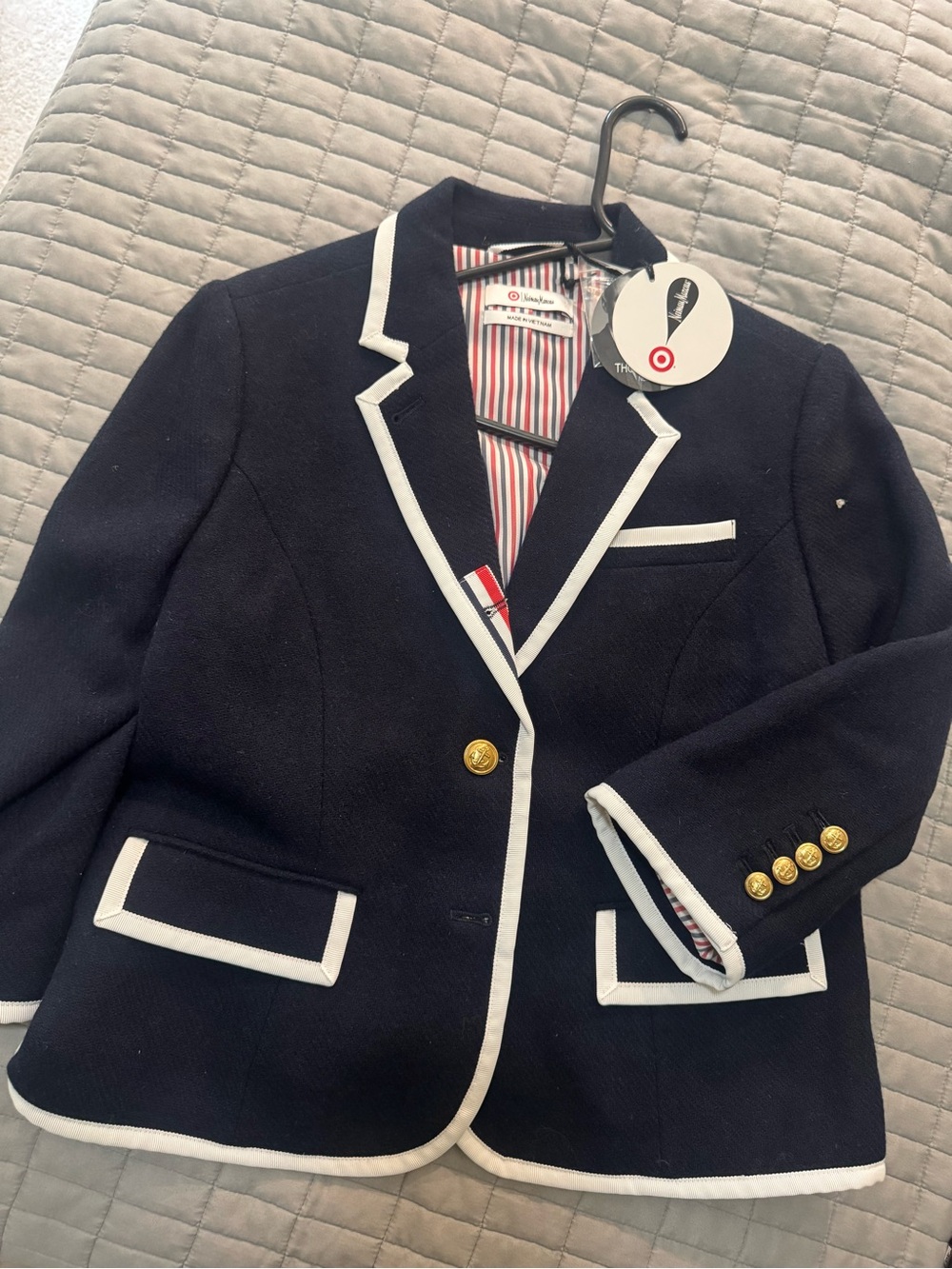 Nieman  Marcus Target Collab Women's Navy Blazer with White Trim NwT Golf button